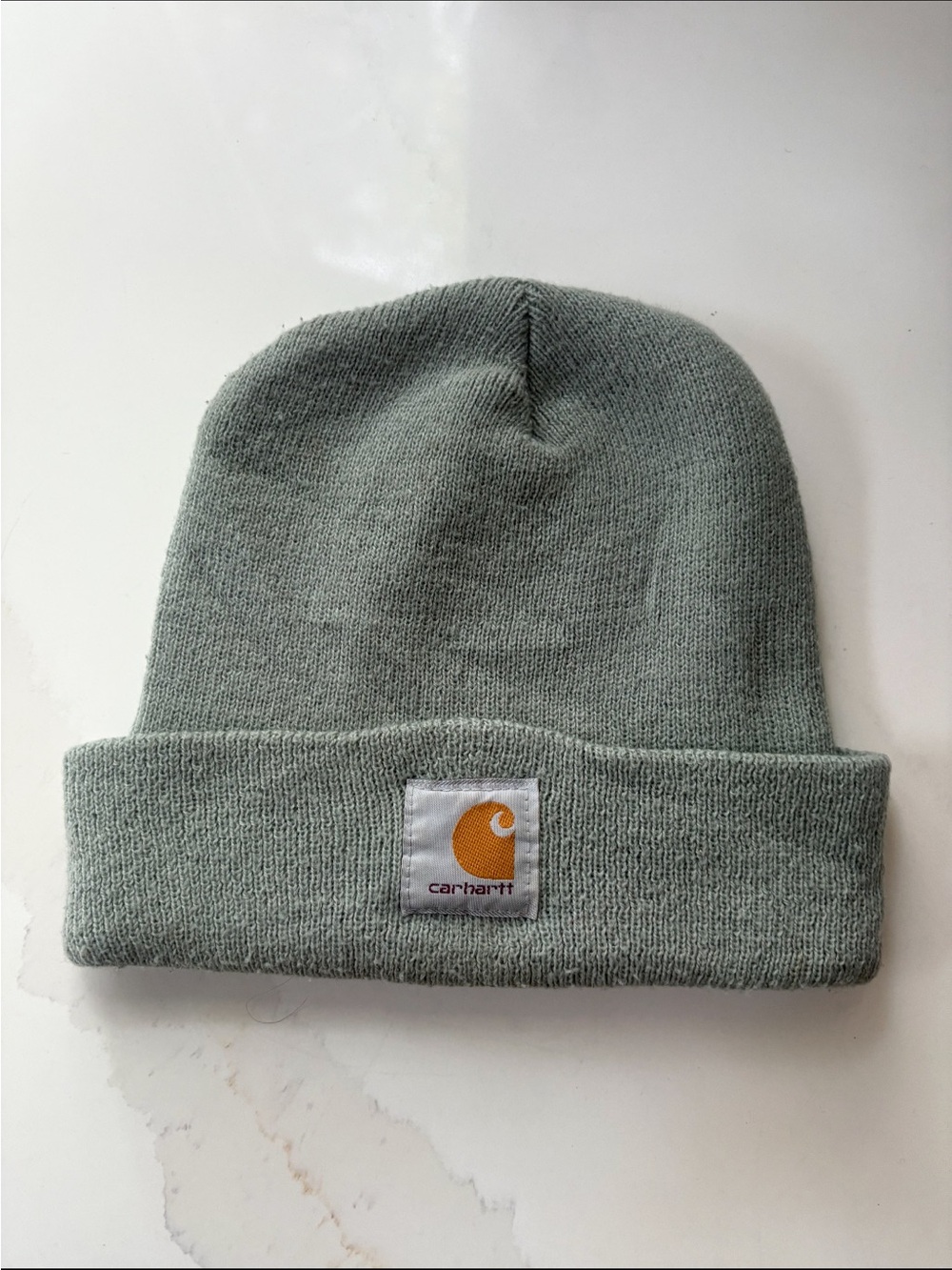 Carhartt Light Greet/ Grey Cuffed Beanie with Yellow Logo